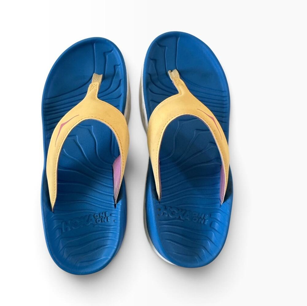 Hoka One One Ora Recovery Womens 9 /Mens 7 Flip Flop Thong Sandals Blue #NE203